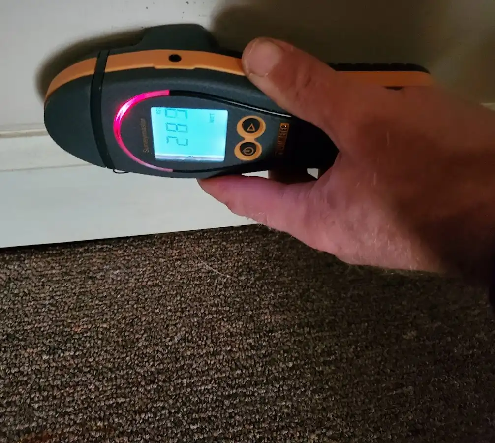 Moisture detection at baseboard during Burst Pipe Cleanup in Lincoln City